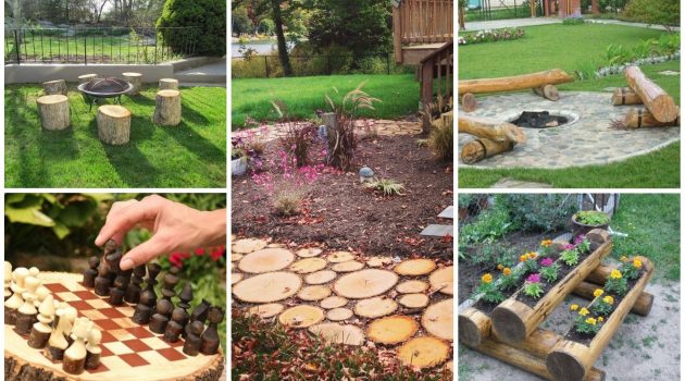21 Super Easy Wood Log Garden Decorations That You Can Do For Free