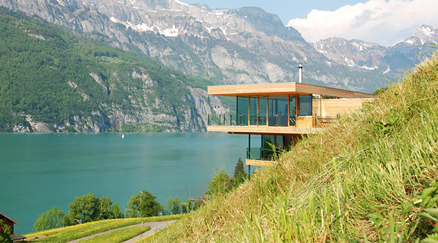 Walensee House by k_m Architektur on Lake Walensee in Switzerland