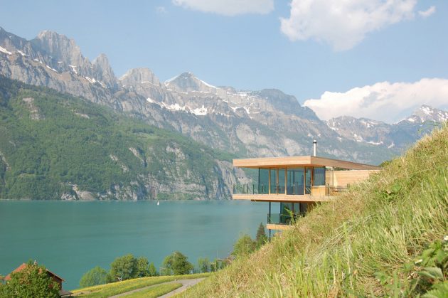 Walensee House by k_m Architektur on Lake Walensee in Switzerland