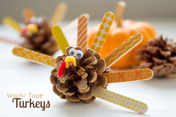 11. Washi Tape Pinecone Turkeys 11. Washi Tape Pinecone Turkeys