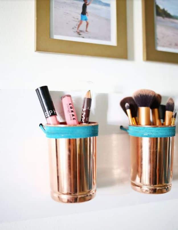 7. Leather + Copper Cup Organizer DIY 7. Leather + Copper Cup Organizer DIY