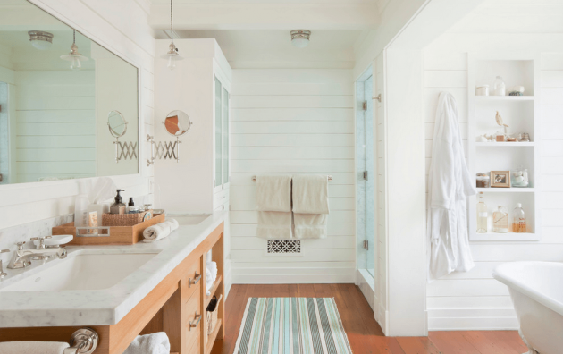 White & Wood- The Best Combination For Perfect Bathroom