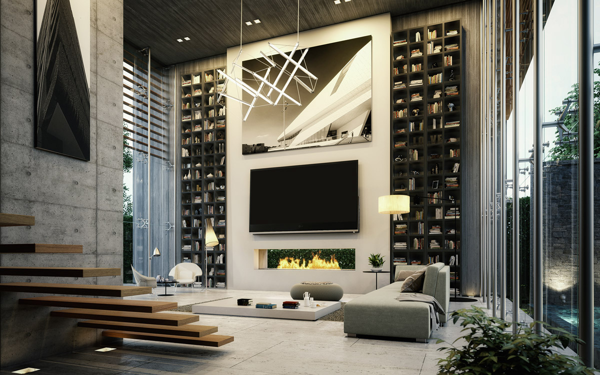 luxury living room tv wall
