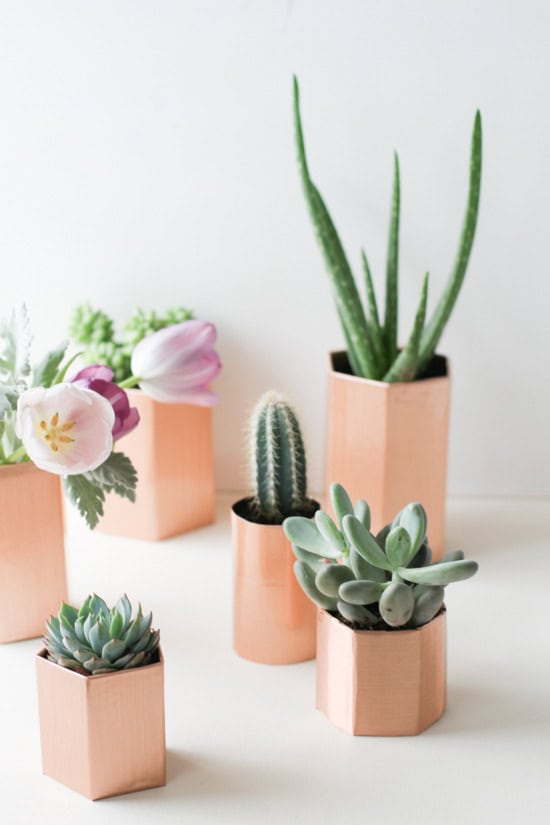 12. Faux Copper Geometric Planters 12. Faux Copper Geometric Planters