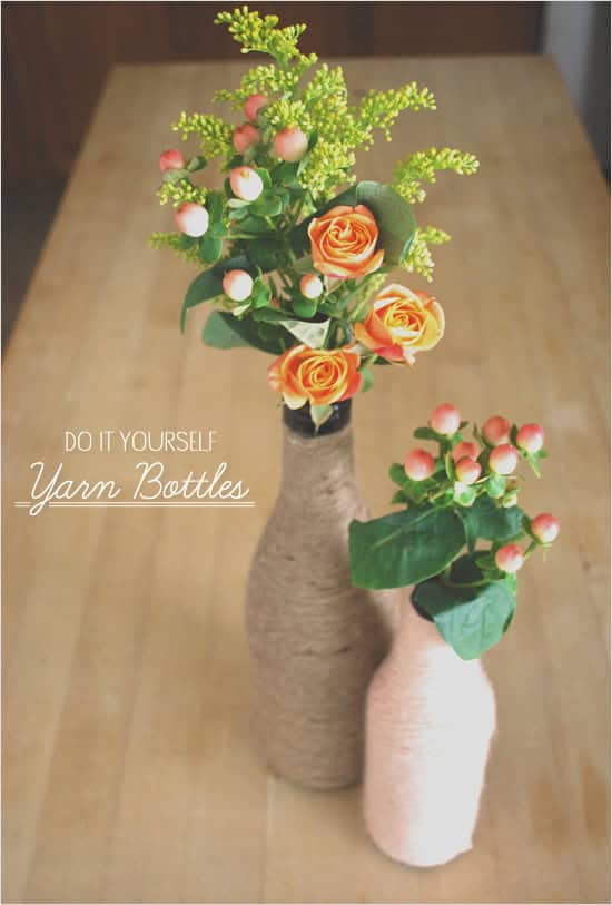 3. DIY Yarn Wrapped Bottles 3. DIY Yarn Wrapped Bottles