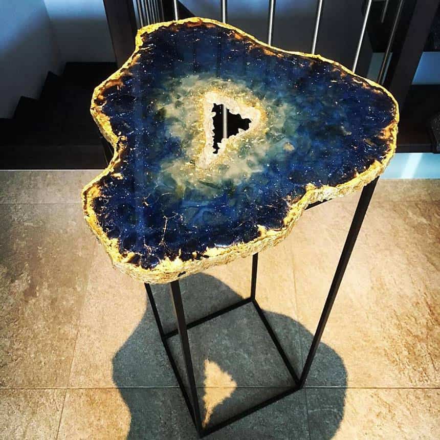 Mesmerizing Resin Tables Design Looking Like Giant Geode Slices