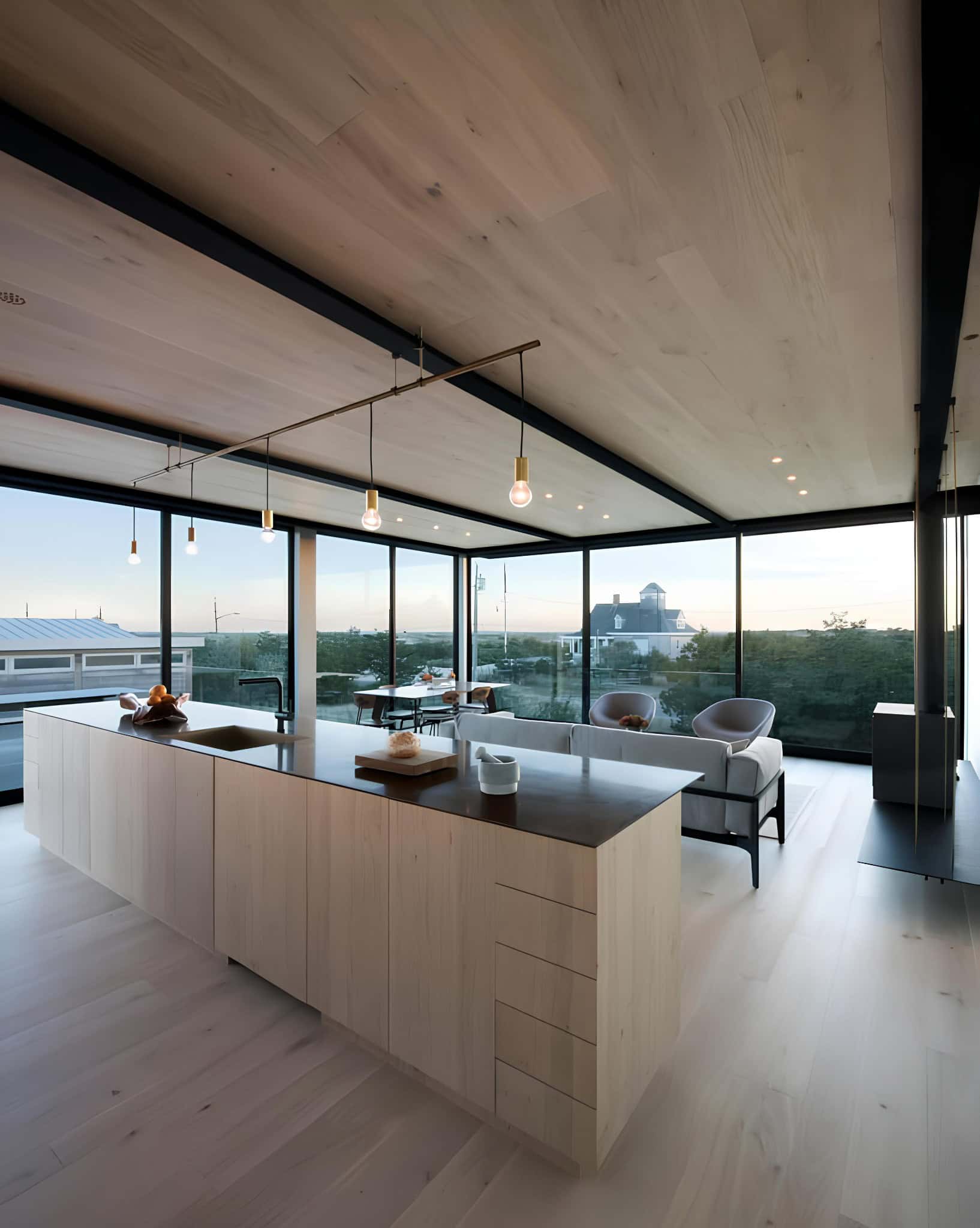 Atlantic House Sunset Kitchen Living Open Plan Open plan kitchen and living area with sunset views in Atlantic House.