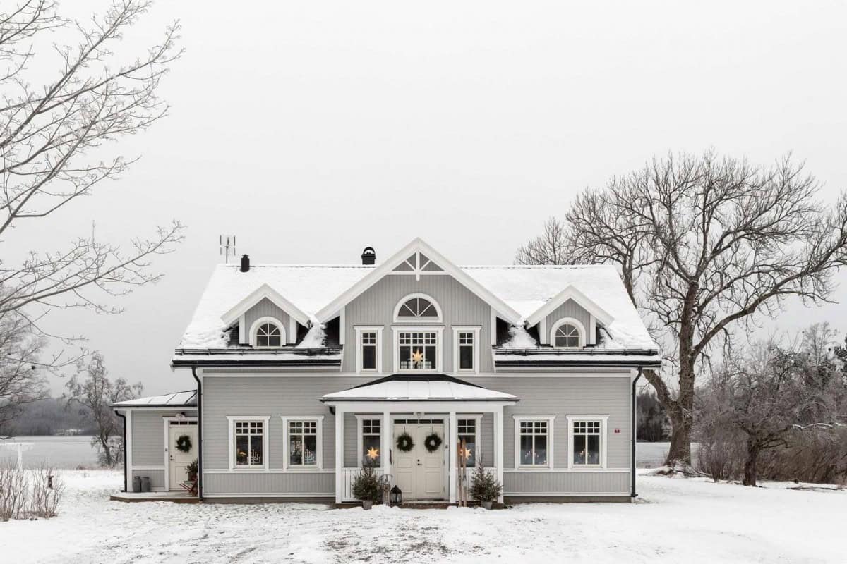 Newly Built Swedish House Decorated For Christmas Newly Built Swedish House Decorated For Christmas