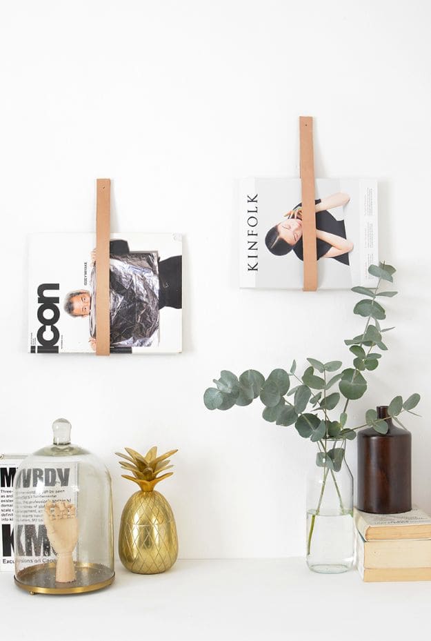 12. DIY Leather Magazine Rack Holder 12. DIY Leather Magazine Rack Holder
