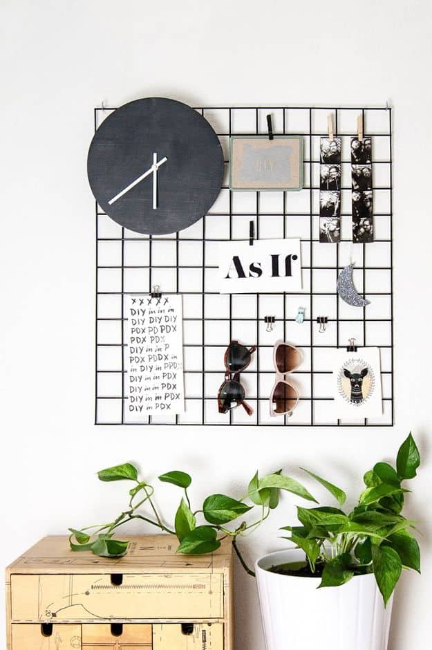 9. DIY Metal Wall Grid 9. DIY Metal Wall Grid