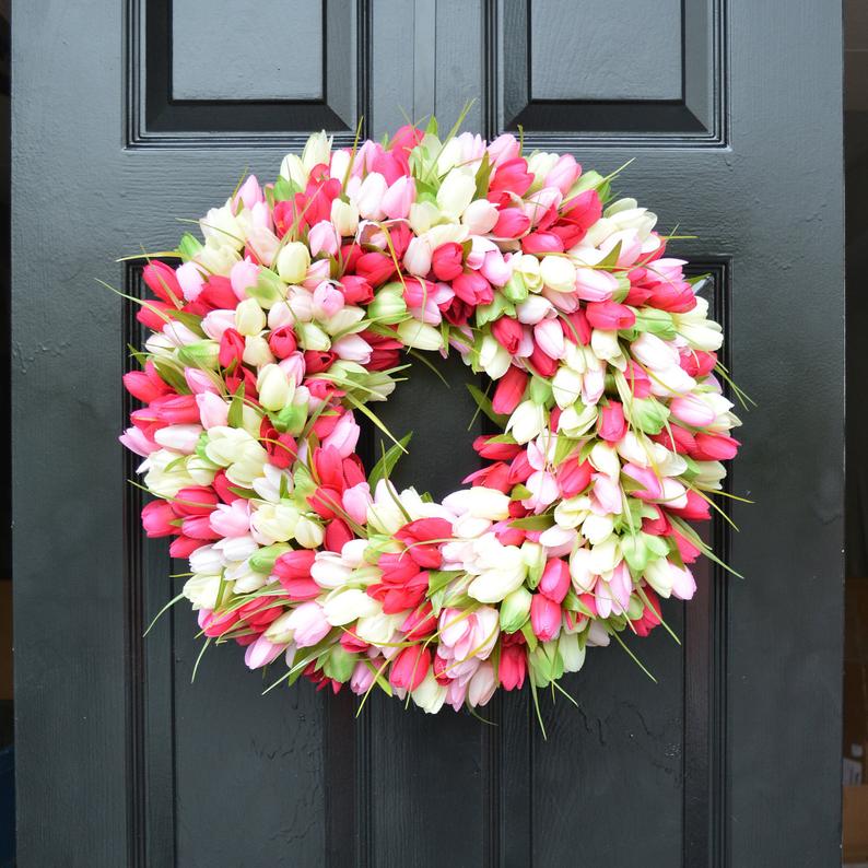 Wreath Spring Valentines Day With Hearts 15/" Green Door Decor Home Decor