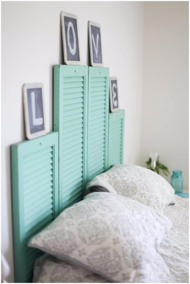 10. DIY Vintage Shutter Headboard 10. DIY Vintage Shutter Headboard