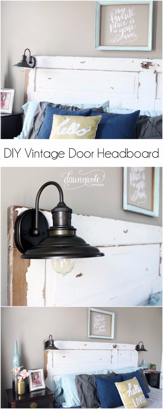 2. DIY Vintage Door Headboard 2. DIY Vintage Door Headboard