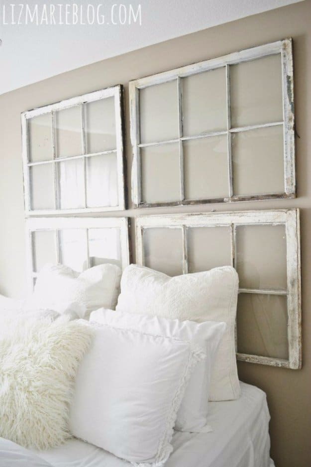 6. DIY Antique Window Headboard 6. DIY Antique Window Headboard