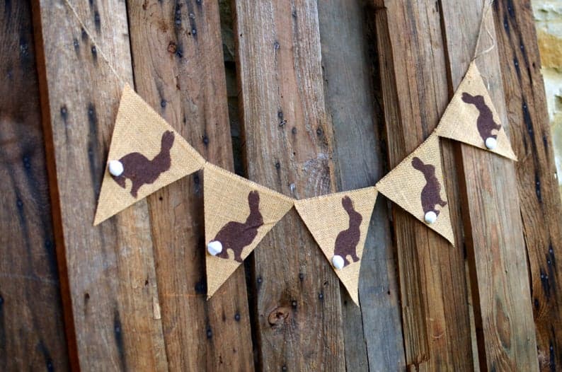 2. Chocolate Bunny Easter Burlap Banner 2. Chocolate Bunny Easter Burlap Banner