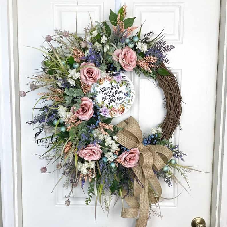 6. Country Farmhouse Floral Spring Wreath 6. Country Farmhouse Floral Spring Wreath
