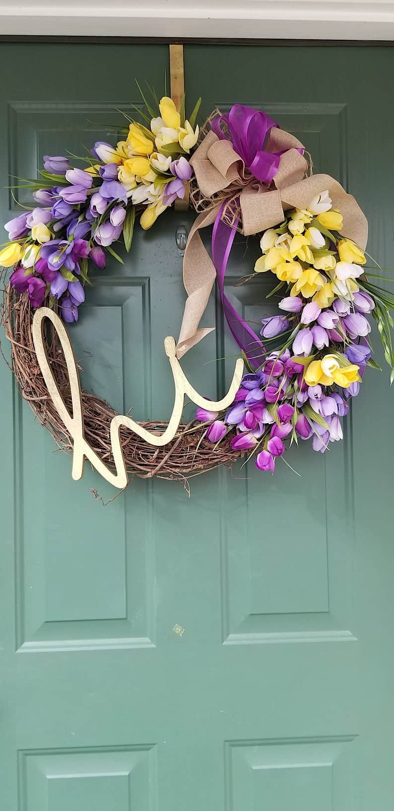 9. Yellow & Lavender Tulip Floral Spring Wreath 9. Yellow & Lavender Tulip Floral Spring Wreath