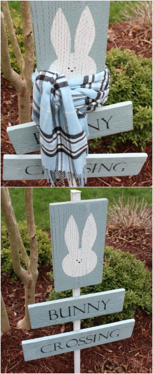 15. Repurposed Wood Bunny Crossing Sign 15. Repurposed Wood Bunny Crossing Sign