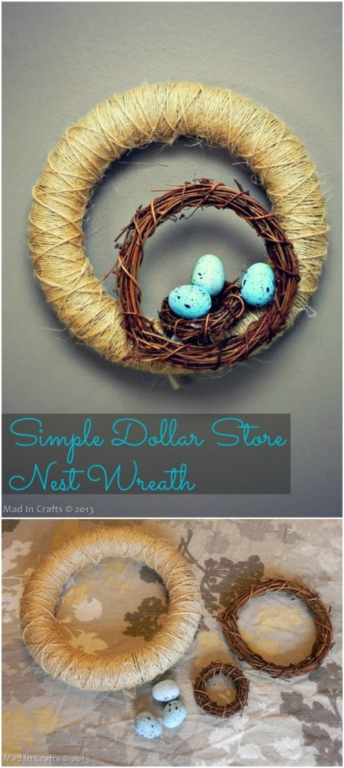 6. Cheap And Easy DIY Dollar Store Nest Wreath 6. Cheap And Easy DIY Dollar Store Nest Wreath