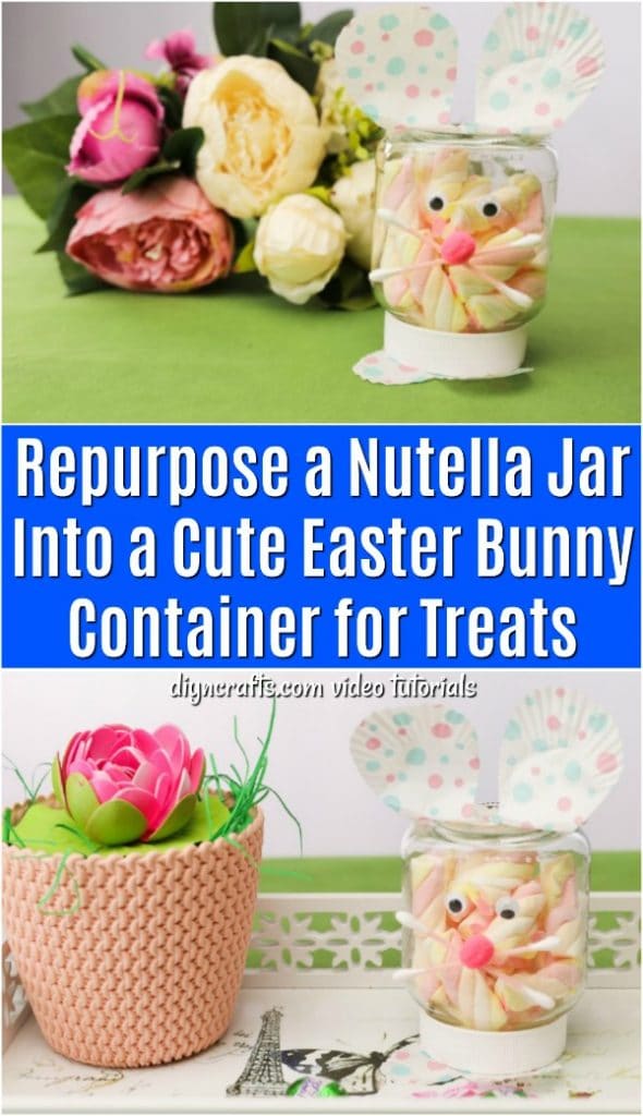 2. Repurposed Nutella Jar Easter Bunny Centerpiece 2. Repurposed Nutella Jar Easter Bunny Centerpiece