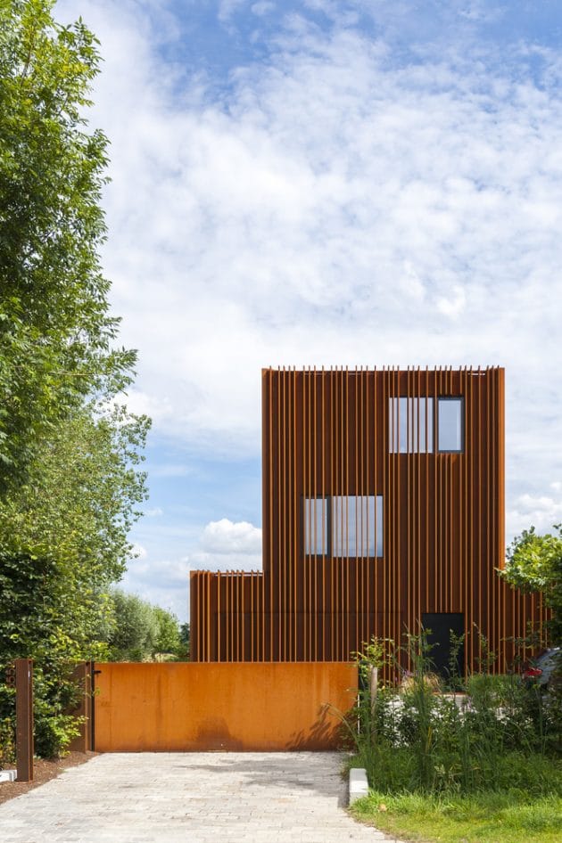 Corten House by DMOA Architecten in Kontich, Belgium