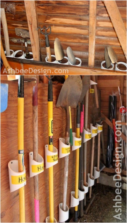 10. Repurposed PVC Pipe Tool Storage 10. Repurposed PVC Pipe Tool Storage