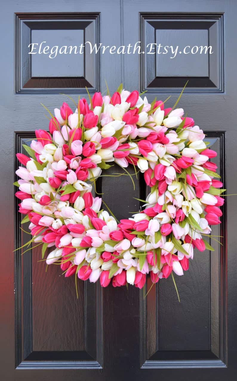 3. Pink Tulip Farmhouse Wreath 3. Pink Tulip Farmhouse Wreath
