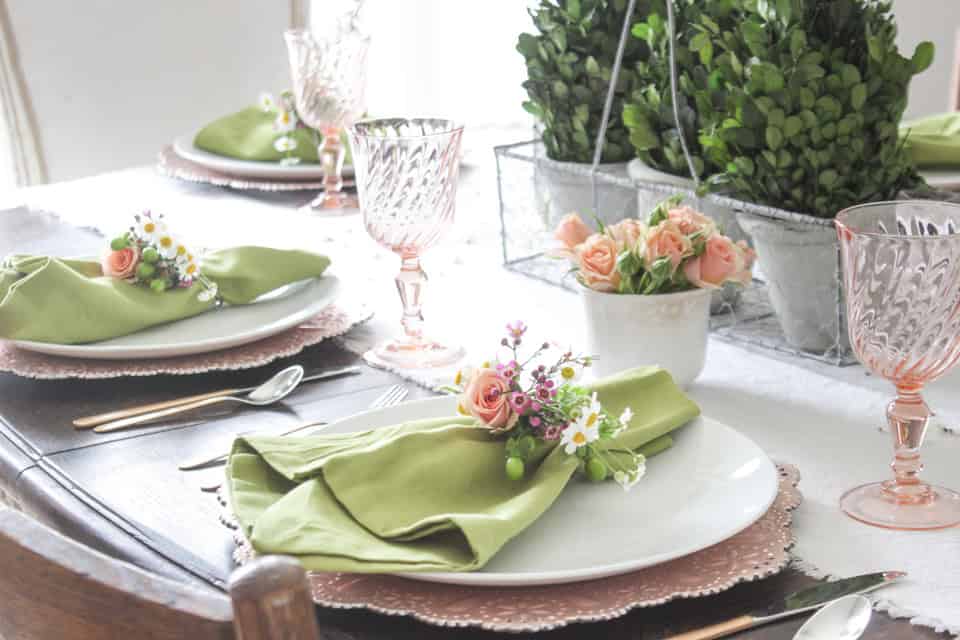 10. Spring Tablescape and Fresh Floral Napkin Rings