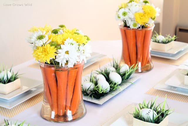 12. SPRING-INSPIRED EASTER TABLESCAPE AND CARROT CENTERPIECE