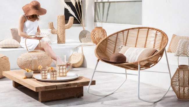 6 Low Armchairs in Natural Braiding