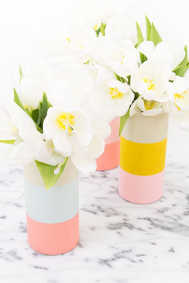 6. DIY SPRING DECOR – COLOR BLOCKED WOOD VASES 6. DIY SPRING DECOR – COLOR BLOCKED WOOD VASES