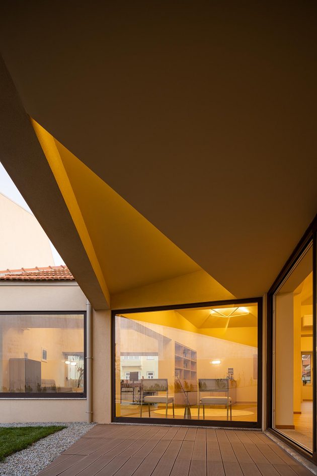 Interior lighting of a house in Porto, inspired by umbrellas
