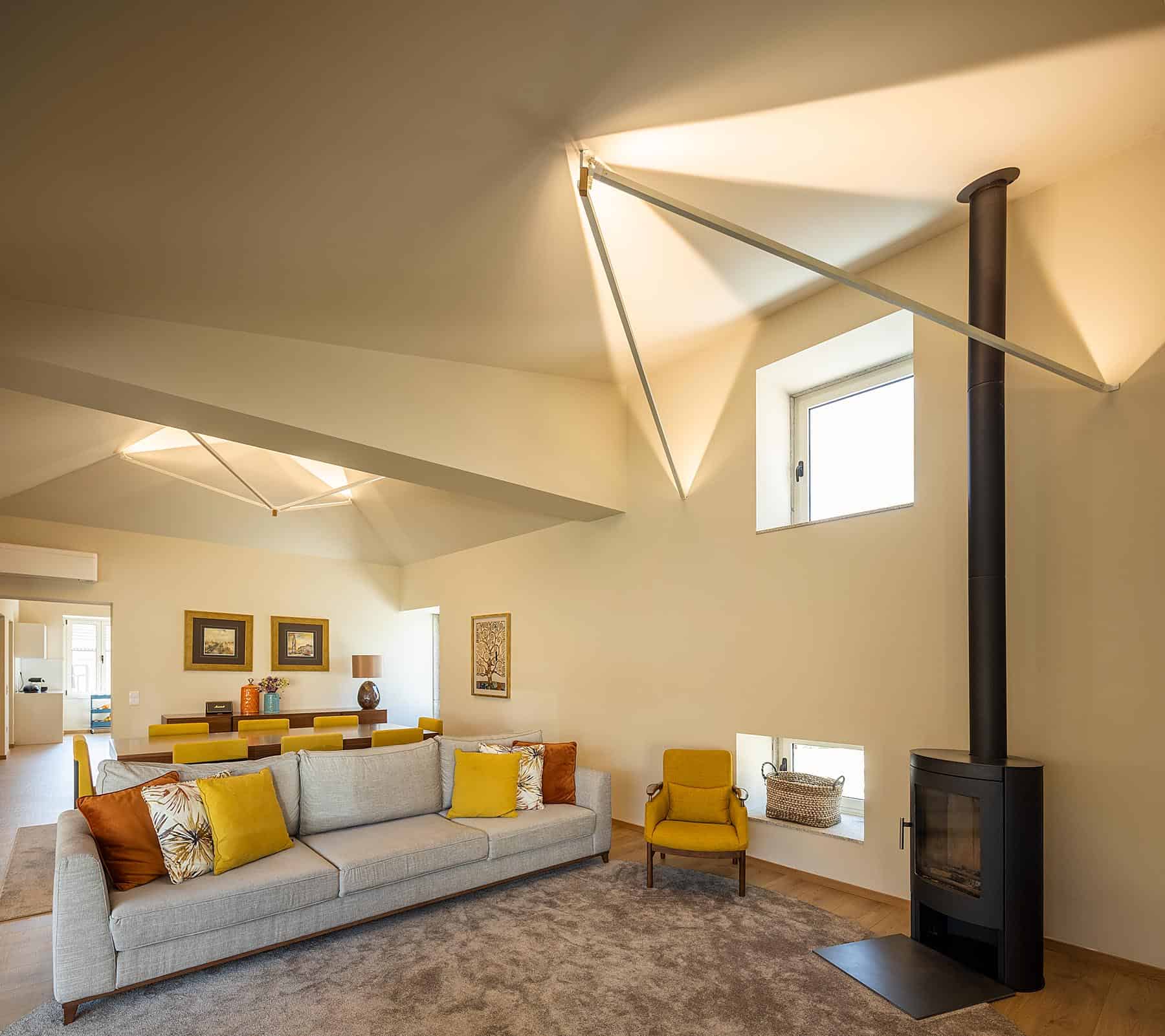 Interior lighting of a house in Porto, inspired by umbrellas Interior lighting of a house in Porto, inspired by umbrellas