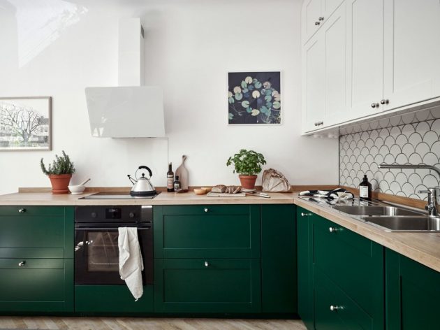 Modern Green & White Kitchen