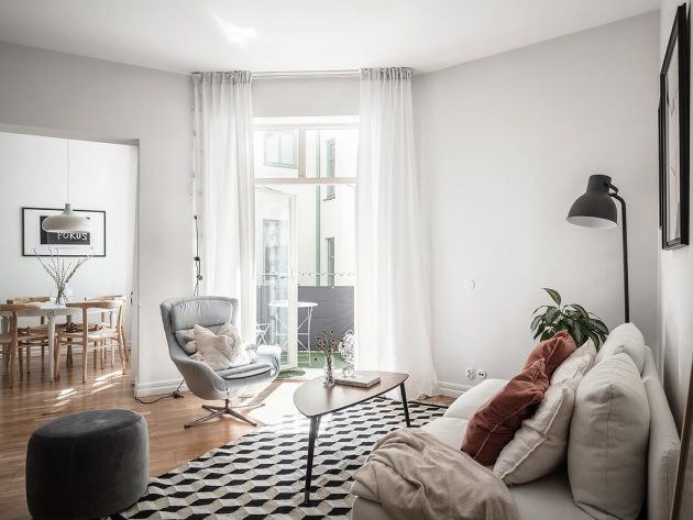 Small Nordic Apartment With an Open and Irregular Plan
