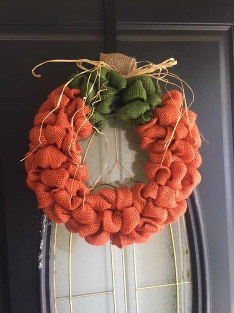 13. Orange Pumpkin Burlap Wreath 13. Orange Pumpkin Burlap Wreath