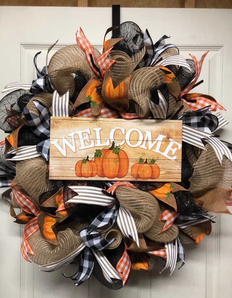 6. Welcome Pumpkin Fall Wreath 6. Welcome Pumpkin Fall Wreath