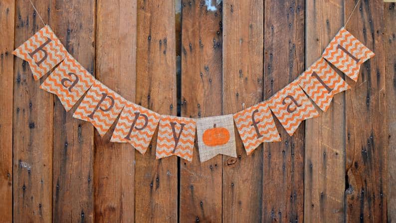 16. Happy Fall chevron burlap banner 16. Happy Fall chevron burlap banner