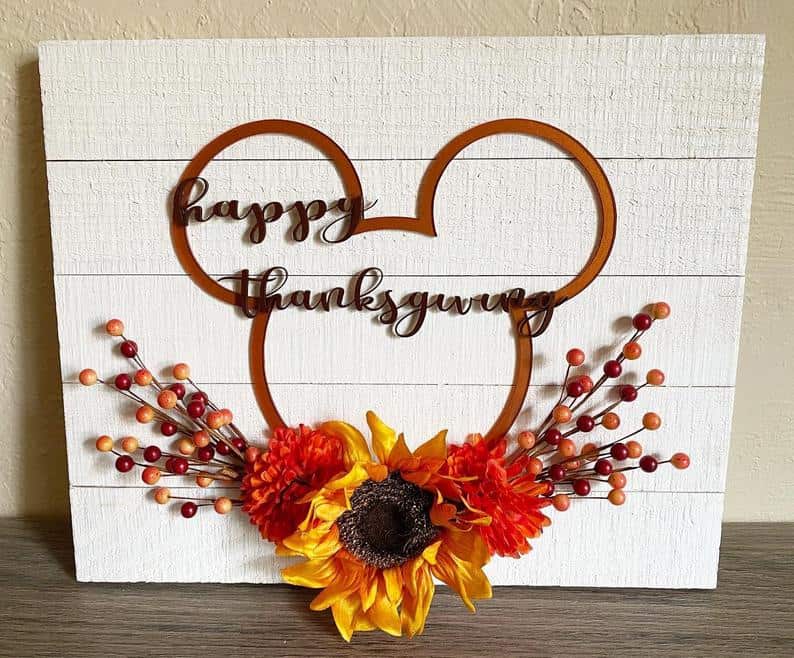 12. Happy Thanksgiving Mickey Inspired Sign 12. Happy Thanksgiving Mickey Inspired Sign