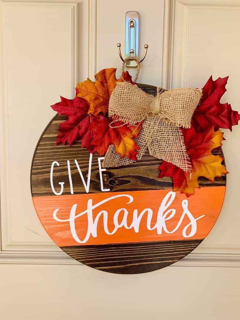 16. Give Thanks Wooden Door Hanger 16. Give Thanks Wooden Door Hanger