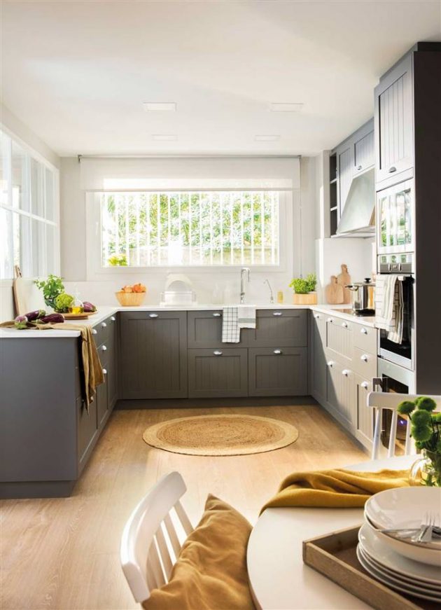A Grey Kitchen With Office and a Thousand Drawers on a Budget