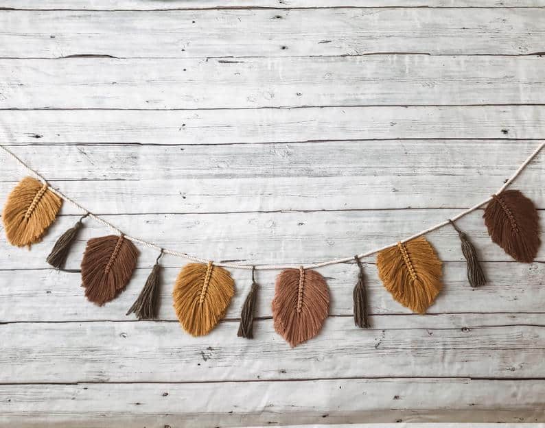17. Macrame Leaves Garland with Tassels 17. Macrame Leaves Garland with Tassels
