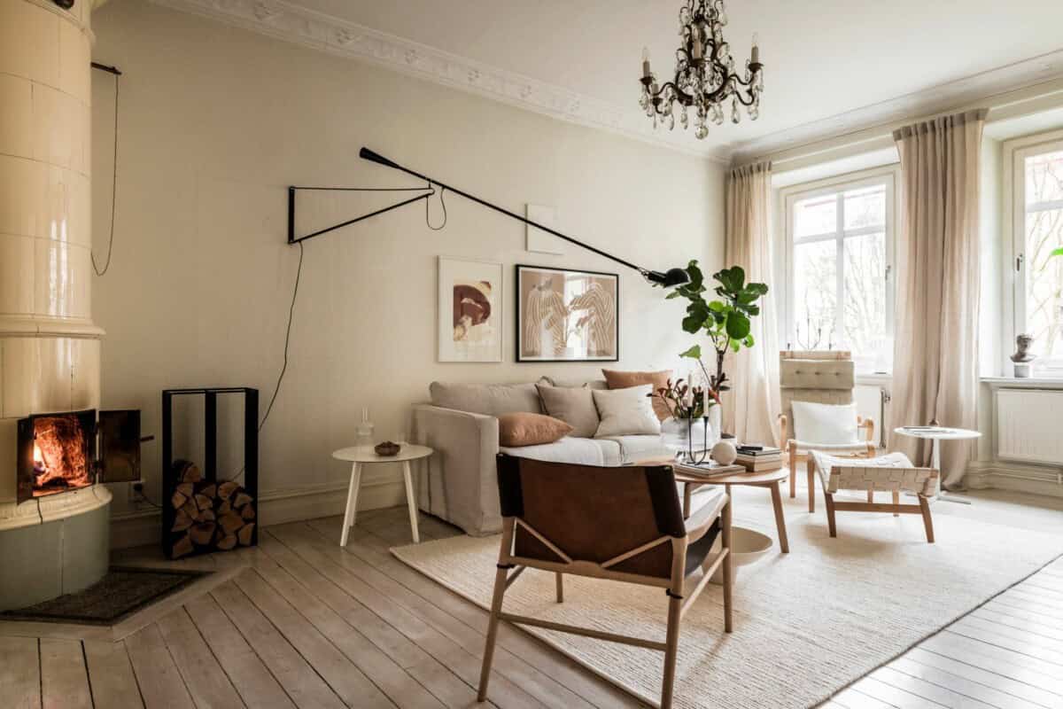 Combining a Chandelier & A Designer Lamp in the Living Room Combining a Chandelier & A Designer Lamp in the Living Room