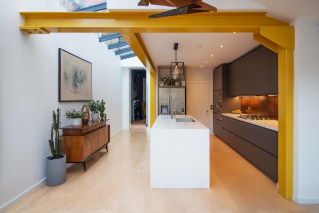 Yellow Steel House Extension by CVC Architecture in North London, UK