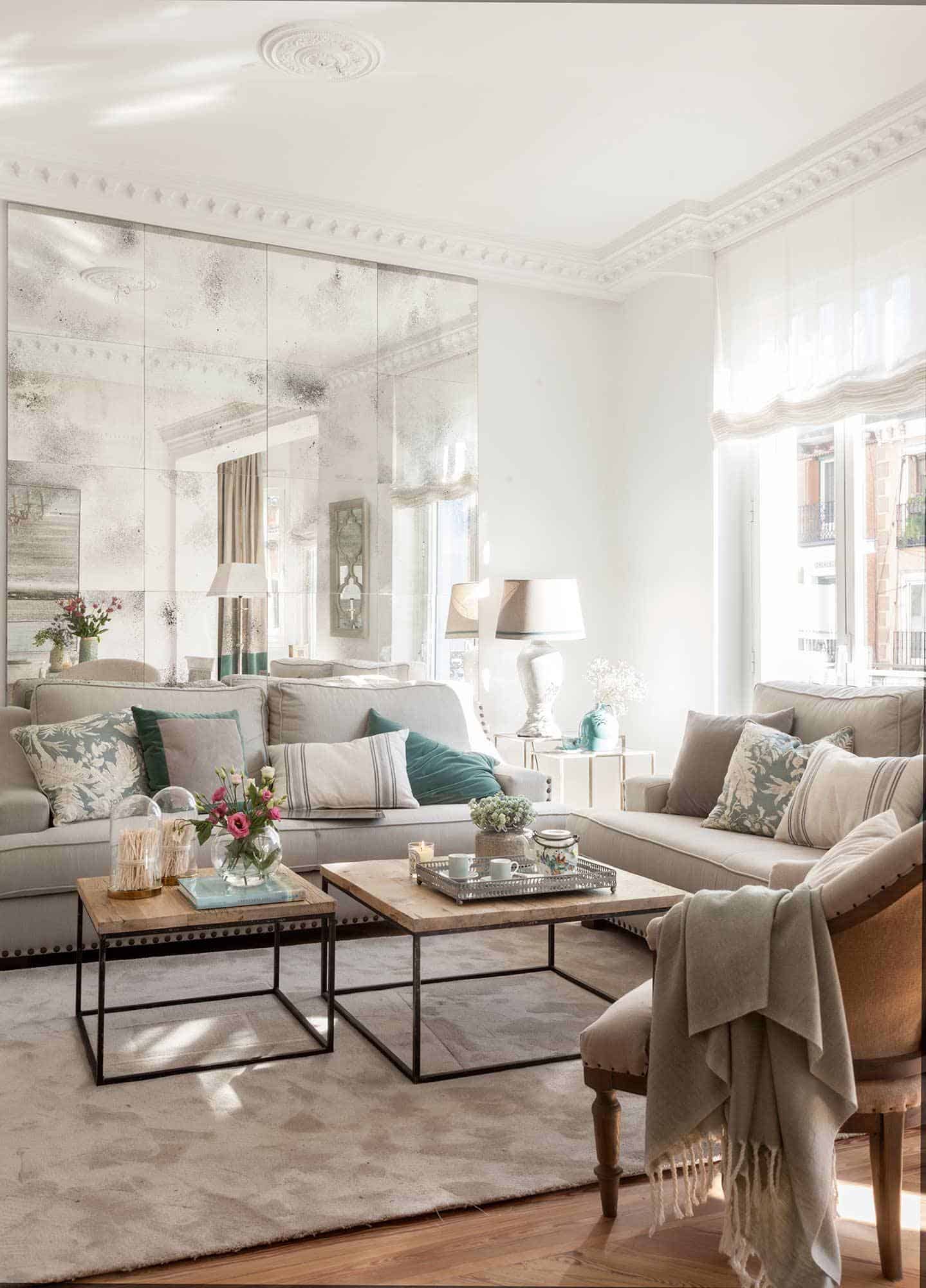 4. A LARGE MIRROR ABOVE THE SOFA 4. A LARGE MIRROR ABOVE THE SOFA