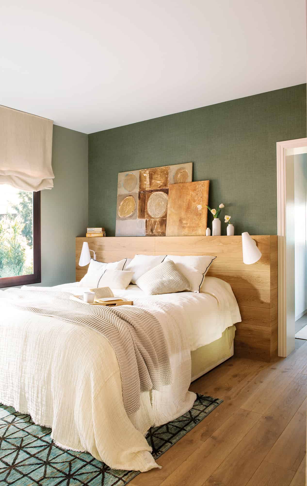 7. A MODERN BEDROOM IN GREEN AND WOOD 7. A MODERN BEDROOM IN GREEN AND WOOD