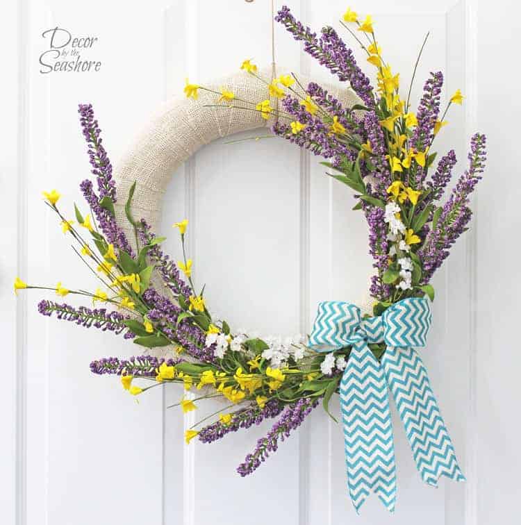 12. Burlap Wrapped Wreath with Spring Flowers 12. Burlap Wrapped Wreath with Spring Flowers