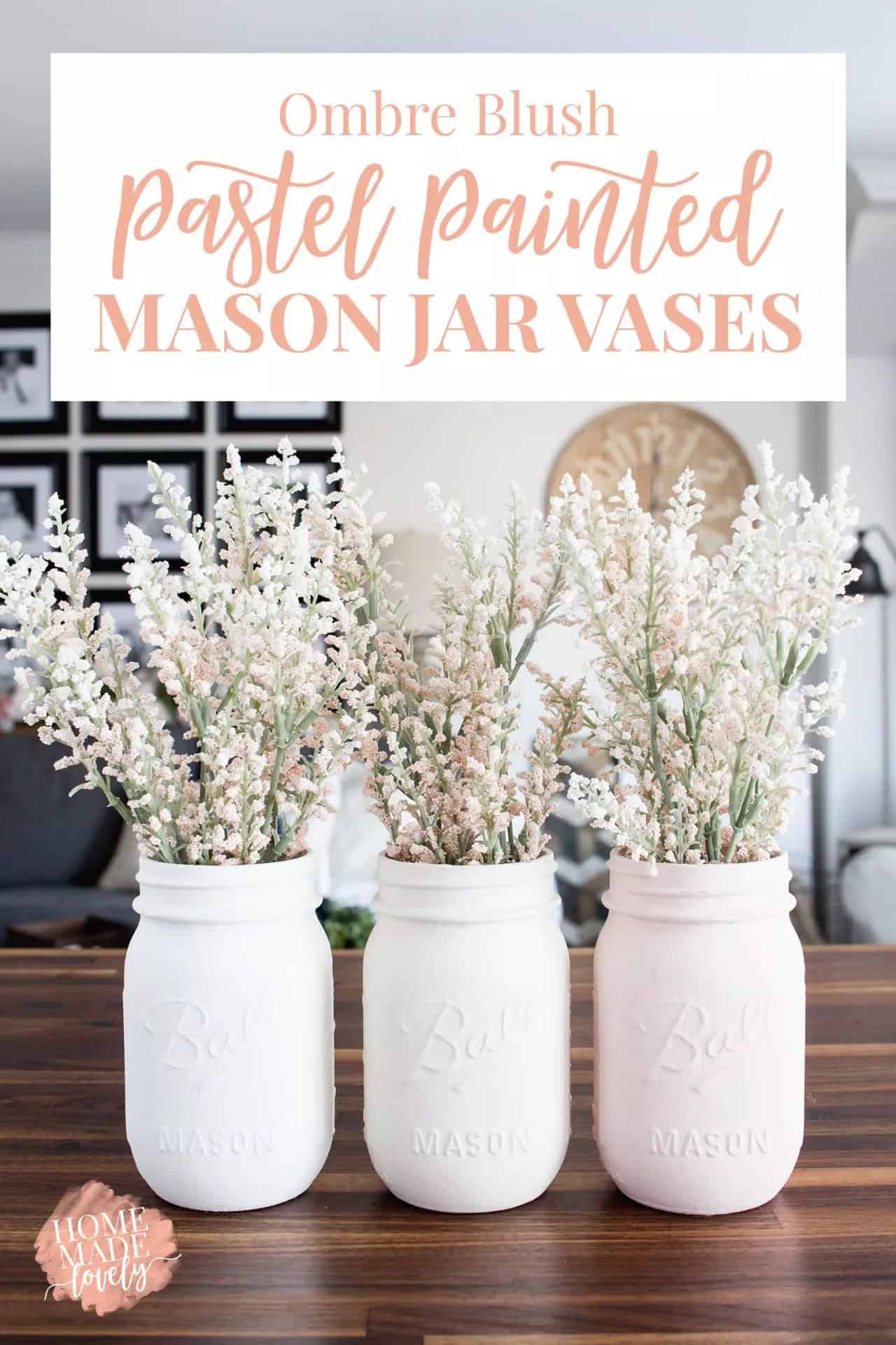 14. Ombre Blush Pastel Painted Mason Jar Vases 14. Ombre Blush Pastel Painted Mason Jar Vases