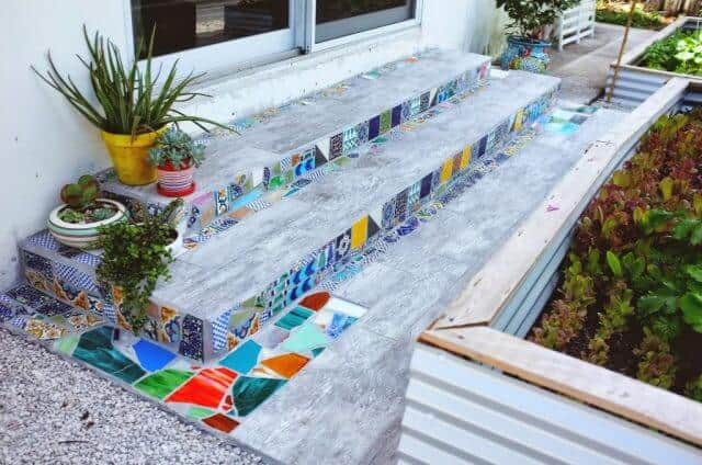 15. Mosaic Tile DIY Stairway 15. Mosaic Tile DIY Stairway