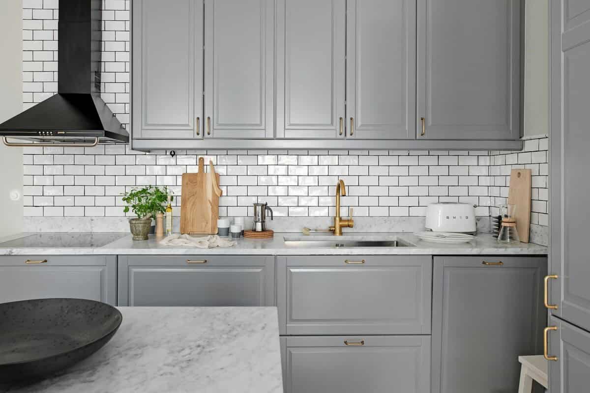 Gray Kitchen With Very Light Island Gray Kitchen With Very Light Island